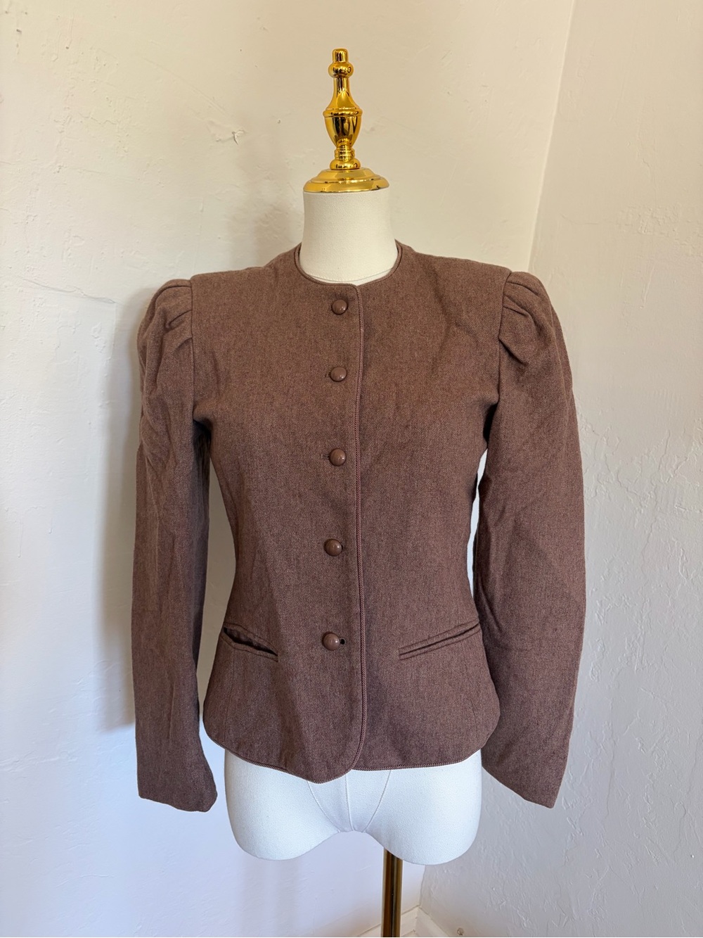 Women's Brown Tailored Button Front Jacket